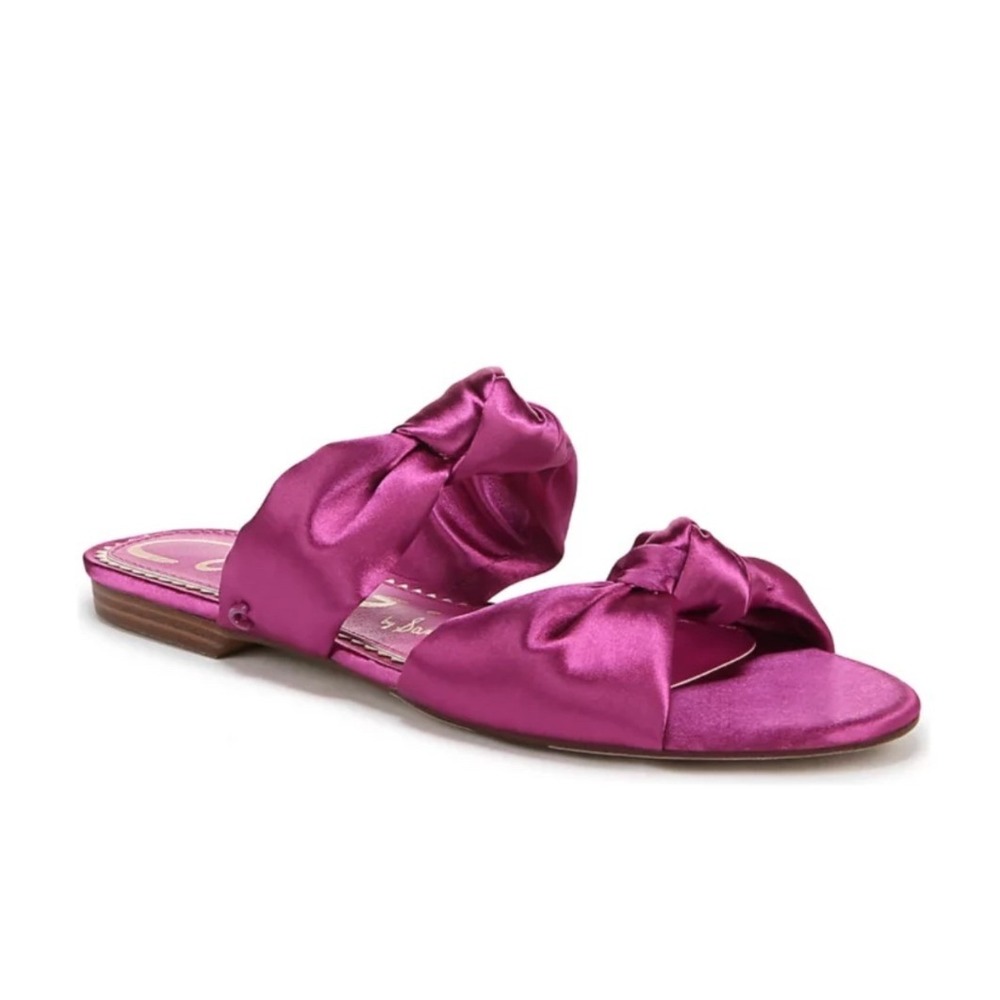 Circus NY Marissa Slide Sandal Womens 7 Magenta Pink New‎  Knotted Satin Flat